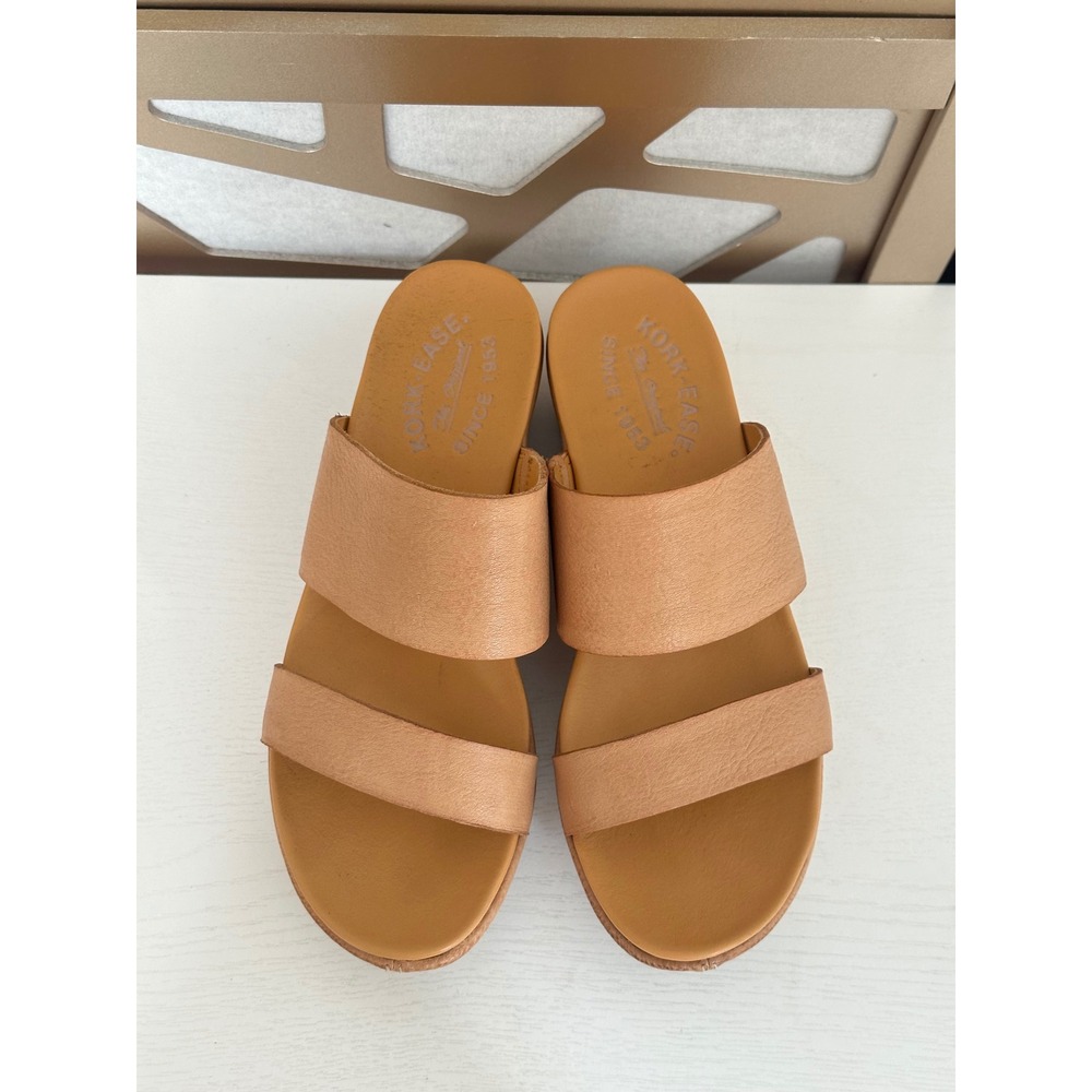 Kork-Ease Myrna 2.0 Tan Leather Platform Wedge Slide Sandals K50202 Womens 6M